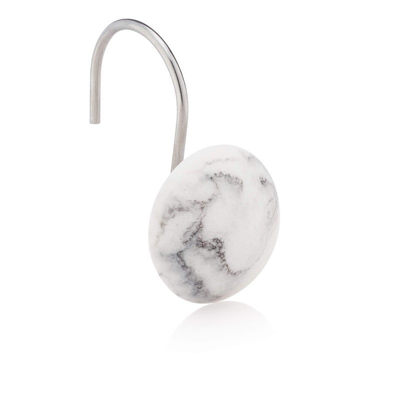 Essentra Home White 12Piece Shower Curtain Hook Set Features Rust Free Chrome Hook Blanc Collection