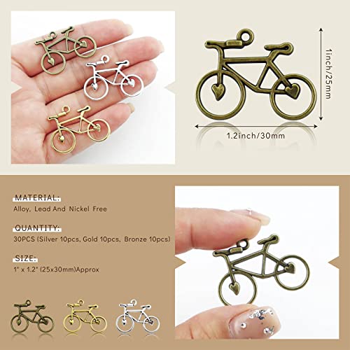 JIALEEY Bicycle Bike Sport Charms, Double Sided Biking Charms Cycling Pendants DIY for Necklace Bracelet Jewelry Making and Crafting, 30PCS - Image 3