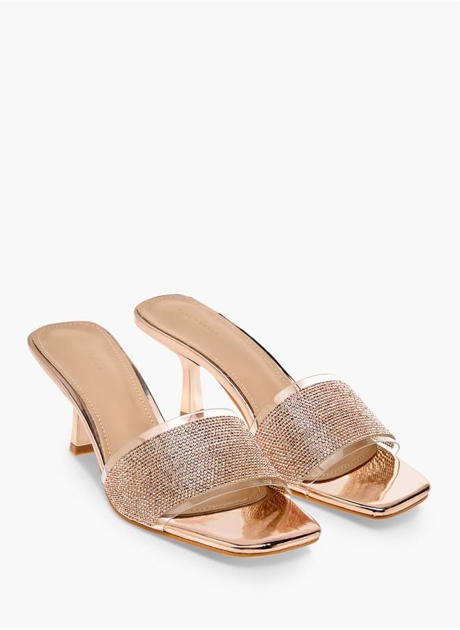 Flora Bella By Shoexpress Women Embellished Slip-On Sandals with Flared Heels  - Image 1
