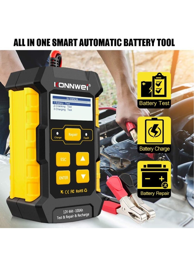 Konnwei 3 in 1 Car Battery Charger, KW510 Battery Tester 12V 5-Amp Fully Automatic Smart Charger Automotive Pulse Repair Maintainer, Trickle Charger Battery Desulfator w/Temp Compensation  - Image 3