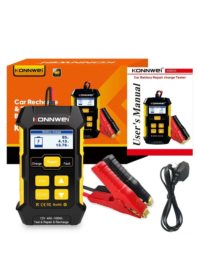 Konnwei 3 in 1 Car Battery Charger, KW510 Battery Tester 12V 5-Amp Fully Automatic Smart Charger Automotive Pulse Repair Maintainer, Trickle Charger Battery Desulfator w/Temp Compensation  - Image 2