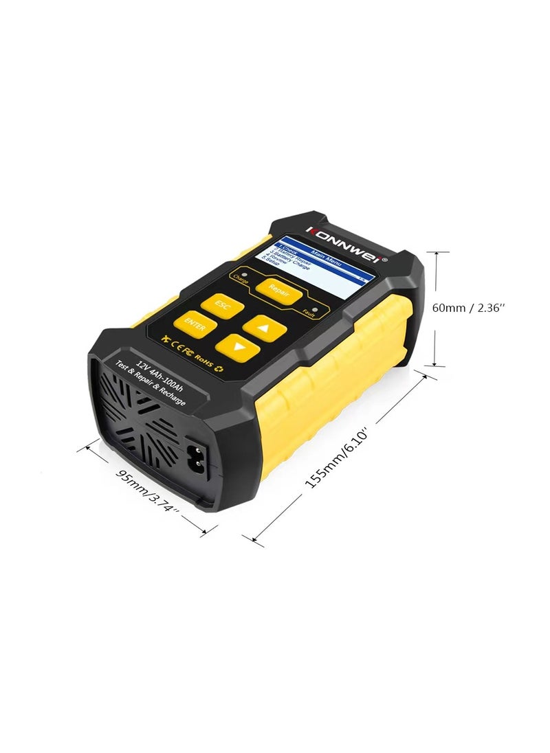 Konnwei - 3 in 1 Car Battery Charger, KW510 Battery Tester 12V 5-Amp Fully Automatic Smart Charger Automotive Pulse Repair Maintainer, Trickle Charger Battery Desulfator w/Temp Compensation - Image 1