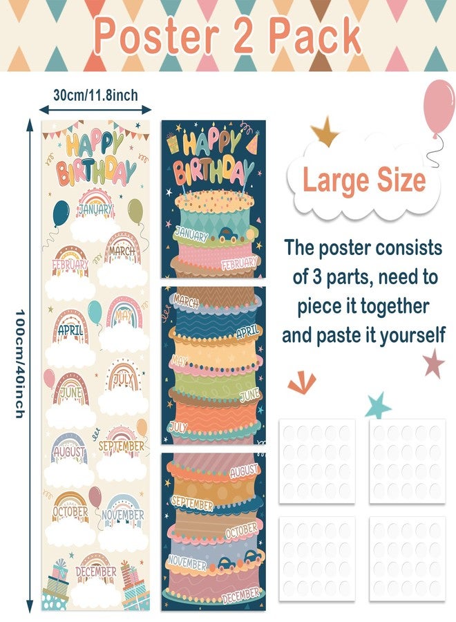 Lonfliness Happy Birthday Poster Chart Boho Birthday Bulletin Board Decorations Birthday Classroom Wall Door Decor for Calendars Bulletin Boards Nursery Homeschool Kindergarten Back to School Supplies - Image 2