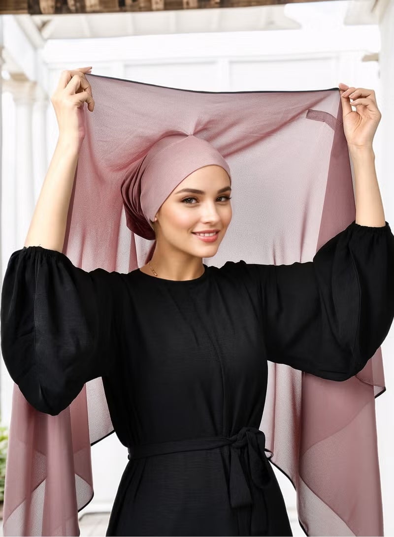طقم حجاب شيفون فوري حجاب وشاح مع مغناطيس مدمج وقبعة داخلية مع قبعة نموذجية - Image 1