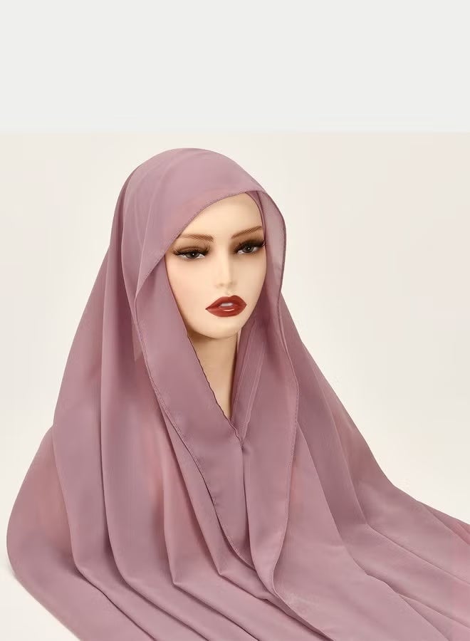 طقم حجاب شيفون فوري حجاب وشاح مع مغناطيس مدمج وقبعة داخلية مع قبعة نموذجية - Image 2
