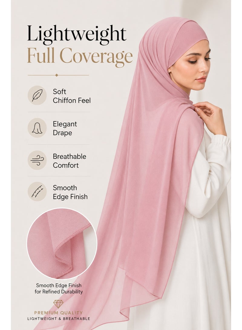 Instant Chiffon Hijab Set with Built-in Magnets, Undercap Included, No Pins Easy Wear Head Scarf for Women - Image 2