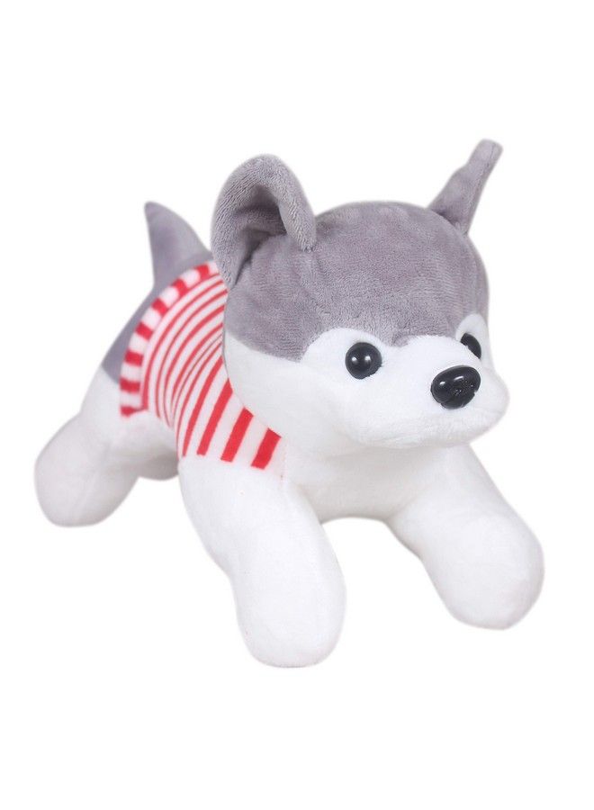 Tickles Cute Soft Dressed Laying Husky Dog Stuffed Plush Animal Toy For Kids Girls Birthday Gifts (Color: Grey Size: 32 Cm) - Image 2