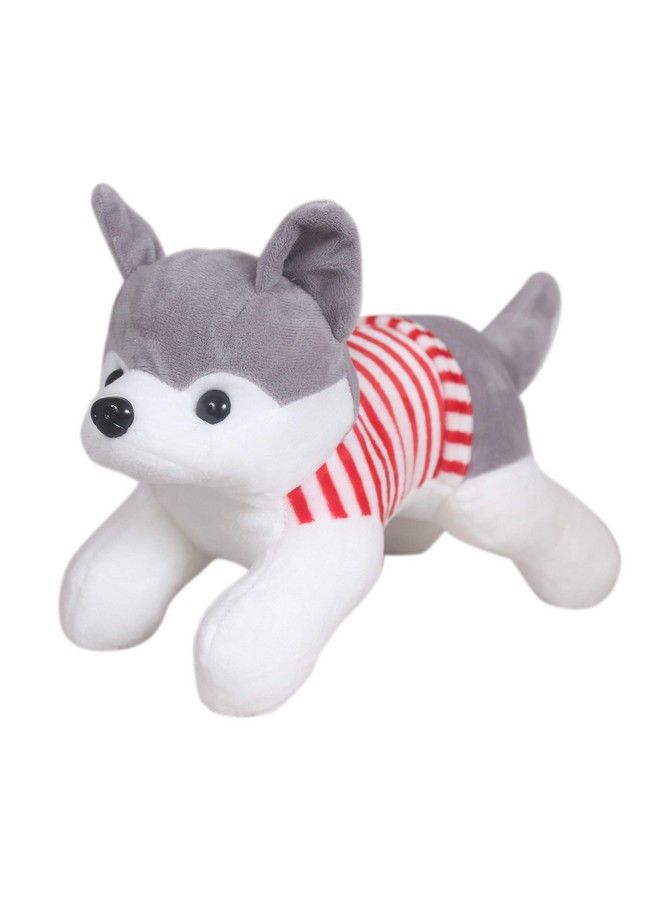 Tickles Cute Soft Dressed Laying Husky Dog Stuffed Plush Animal Toy For Kids Girls Birthday Gifts (Color: Grey Size: 32 Cm) - Image 5