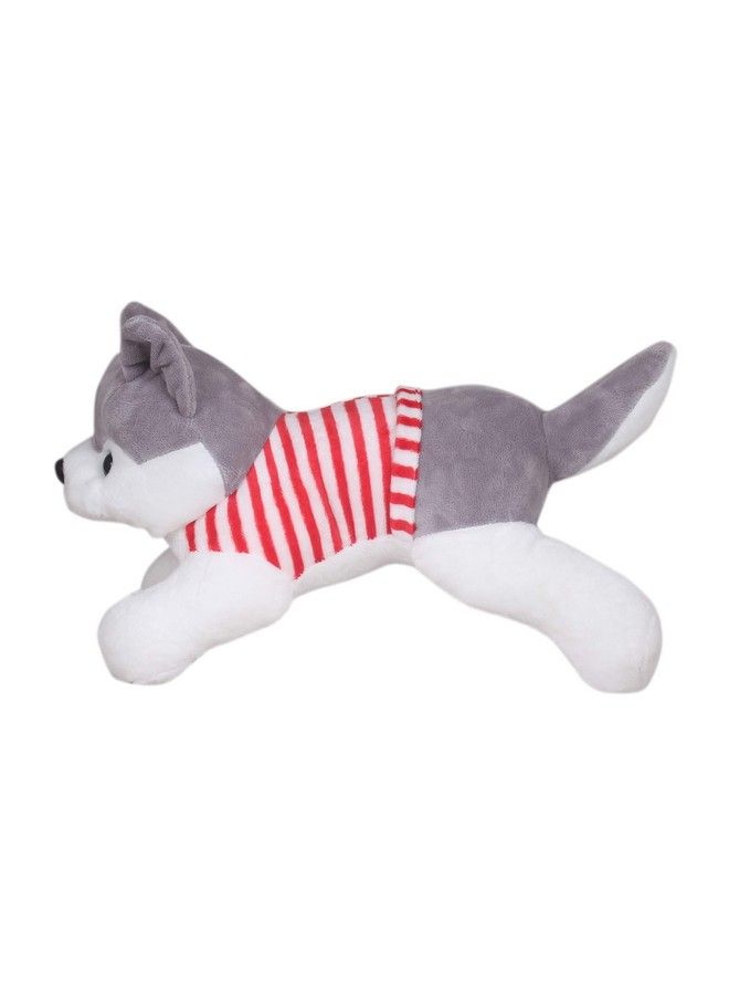 Tickles Cute Soft Dressed Laying Husky Dog Stuffed Plush Animal Toy For Kids Girls Birthday Gifts (Color: Grey Size: 32 Cm) - Image 3