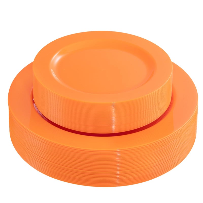 FLOWERCAT 60PCS Orange Plates Heavy Duty Orange Plastic Plates Disposable for Easter Spring Party Serve 30 Guests 1025inch and 75inch