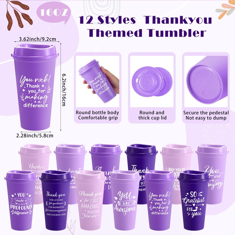 Skylety 12 Set/48 Pcs Employee Appreciation Gifts Bulk Christmas Thank You Gift Set 16 oz Coffee Cups Mini Spiral Notebooks Pens Keychains for Staff Team Teacher Coworker (Purple Gradient) - Image 2