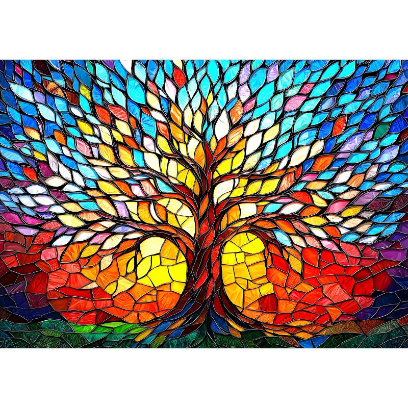 Blueforest 500 Piece Puzzles for Adults Stained Glass Tree of Life Puzzle for Adults Colorful Mosaic Jigsaw Puzzles 500 Pieces with Letters on Back Hard Impossible Difficult Challenging Family Puzzle21x15 - Image 3
