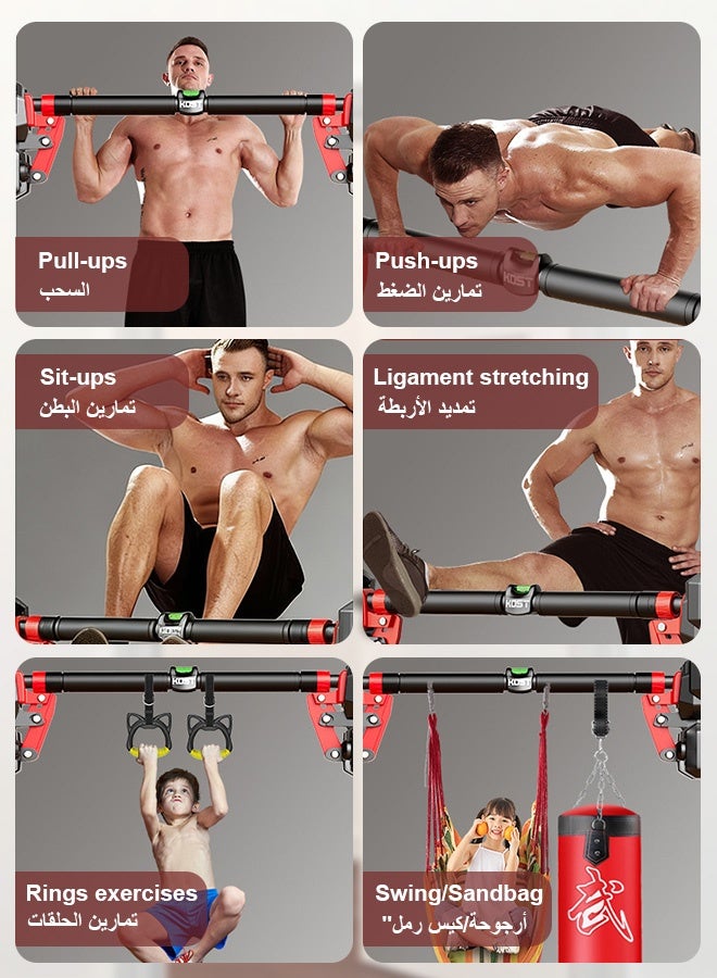 Pull Up Bar for Doorway, Chin up Bar without Screws Strength Training, Adjustable Width Upper Body Workout Bar, Portable Training Pull-Up Bars with Locking Mechanism for Home Gym Fitness - Image 3