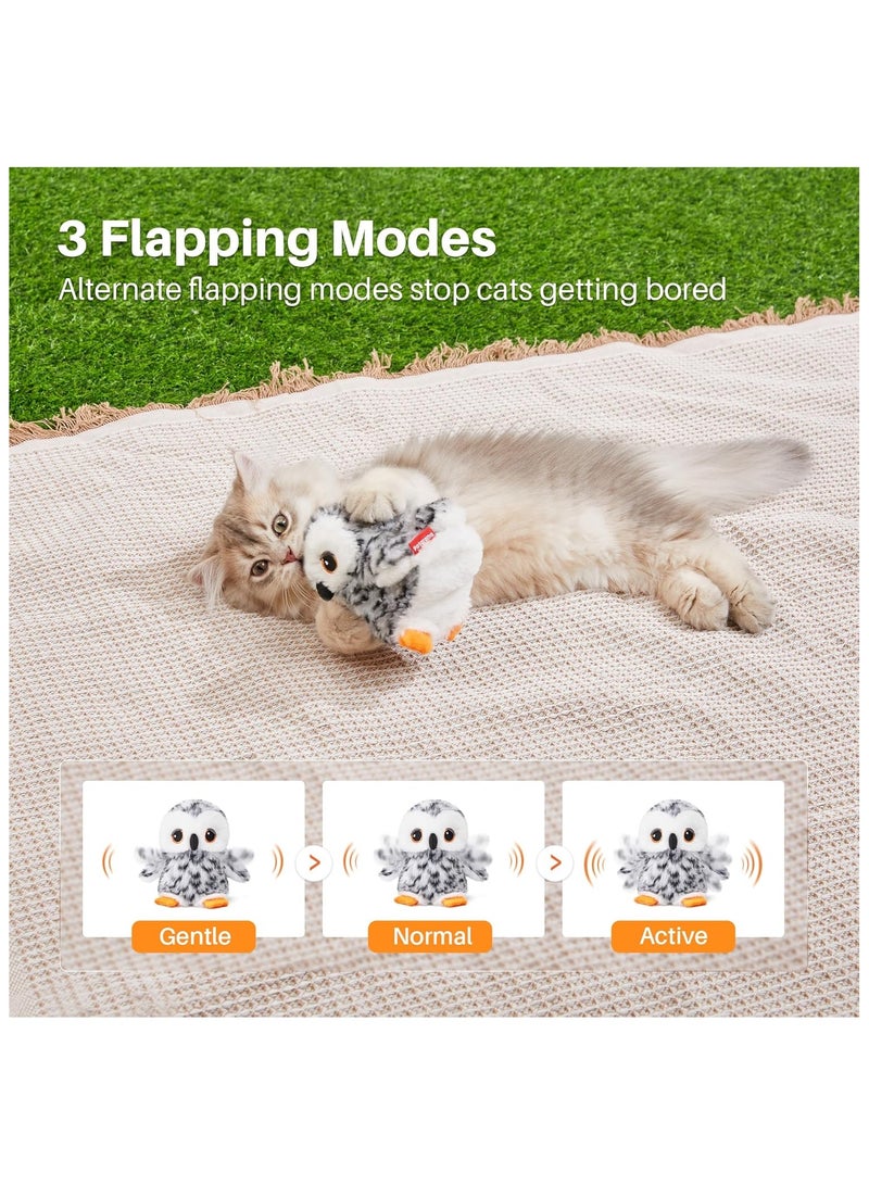 general Flapping Owl Cat Toys (No Flying) Lifelike Bird Chirp Rechargeable Touch Activated Kitten Toy Interactive Catnip Kicker Exercise Toys 4.0" for All Breeds - Image 3