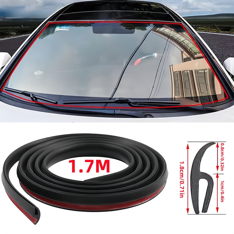Black Car Windshield Moulding Seal Strip Dustproof Rubber Sealing Sticker for Dashboard - Image 1