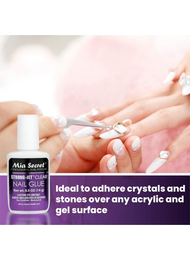 MIA SECRET - Mia Secret Strong-Jet Brush On Clear Nail Glue 335 - Ideal to adhere Crystals Over Any Acrylic and Gel Surface - Image 1
