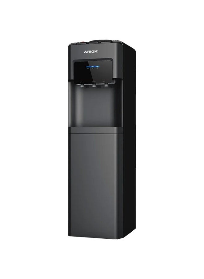 أريون موزع مياه 3 حنفيات مع خزانة مدمجة - ماء ساخن، بارد وعادي، قفل أمان للأطفال (موديل: AR-WD1، أسود) - Image 1