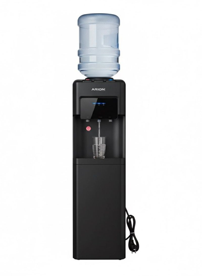 أريون موزع مياه 3 حنفيات مع خزانة مدمجة - ماء ساخن، بارد وعادي، قفل أمان للأطفال (موديل: AR-WD1، أسود) - Image 3