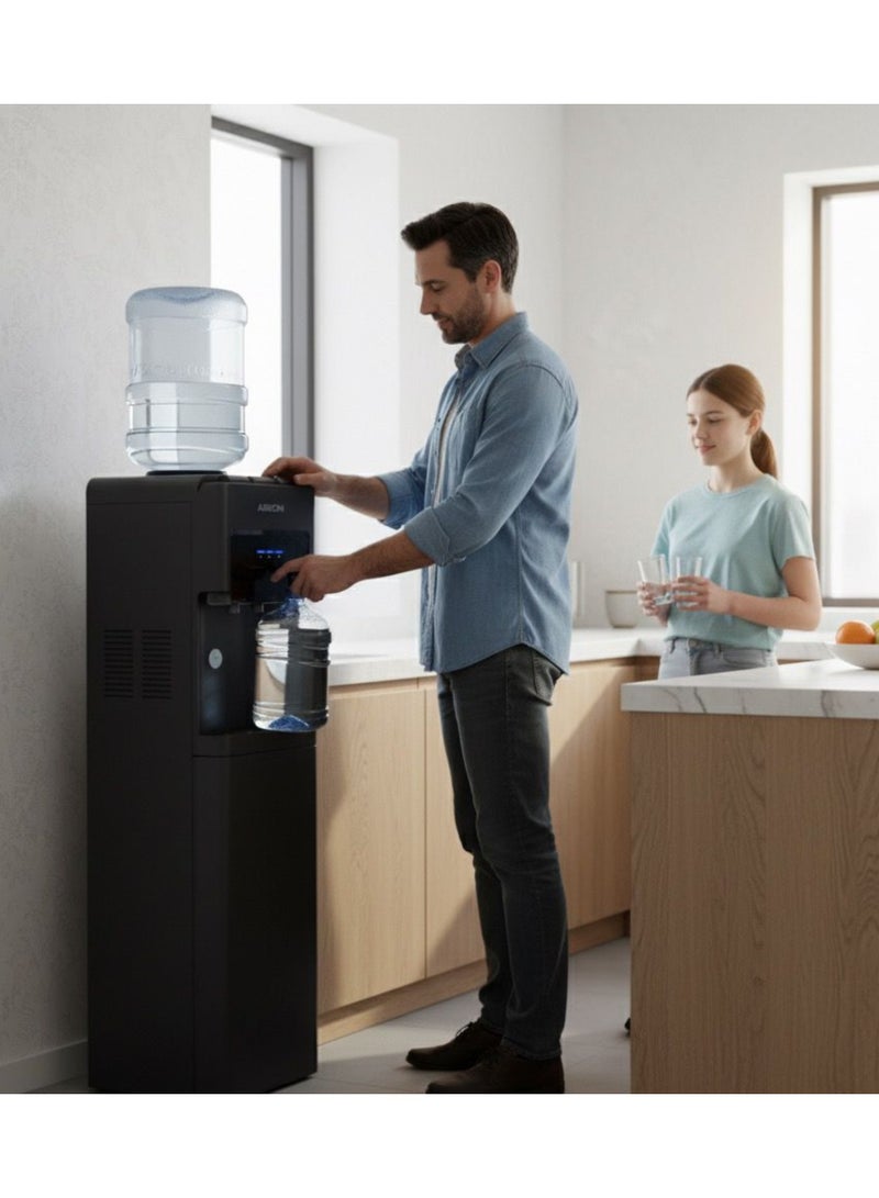 أريون موزع مياه 3 حنفيات مع خزانة مدمجة - ماء ساخن، بارد وعادي، قفل أمان للأطفال (موديل: AR-WD1، أسود) - Image 4