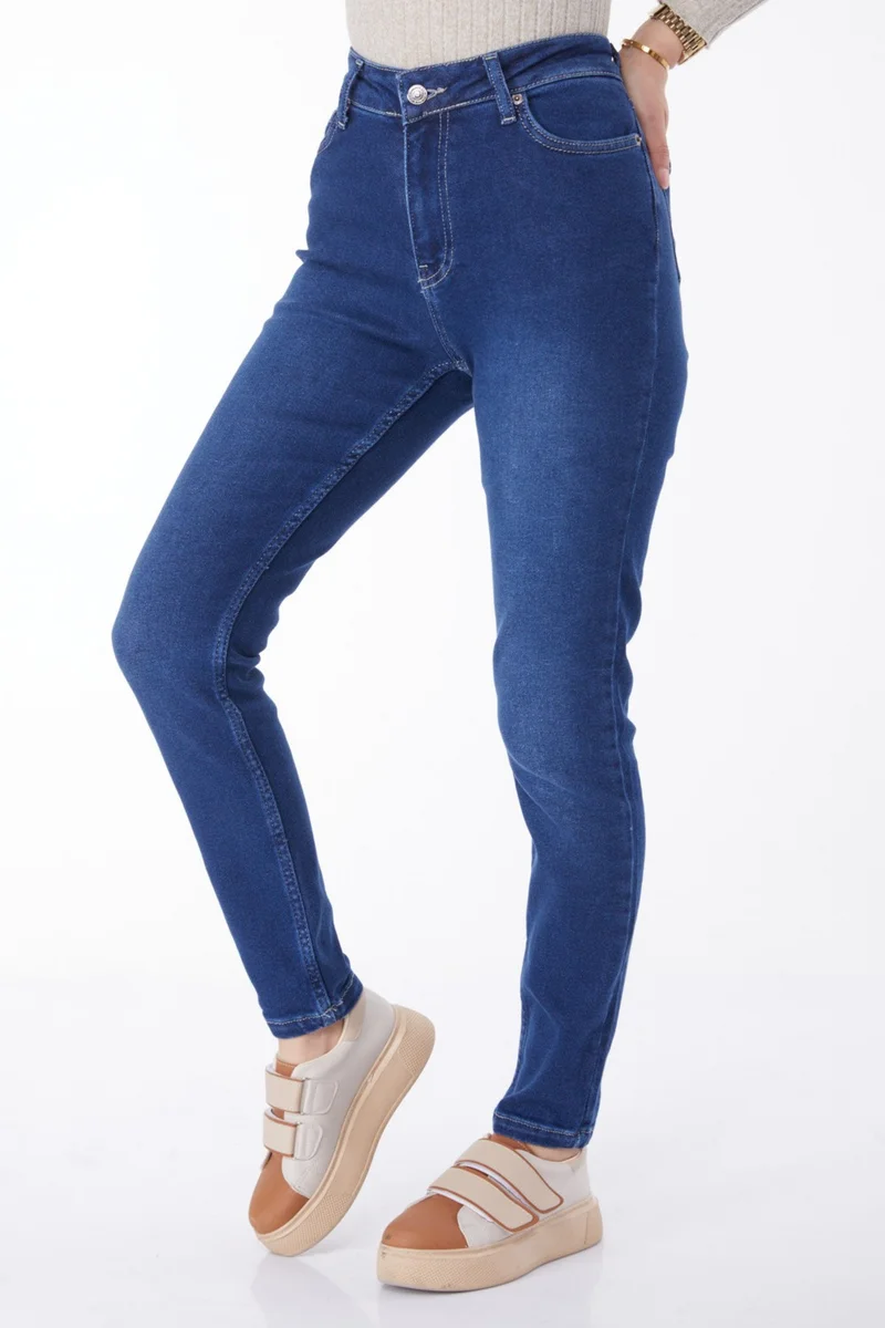 Tofisa Plain Mid Women's Navy Blue Skinny Leg Jeans - 24983