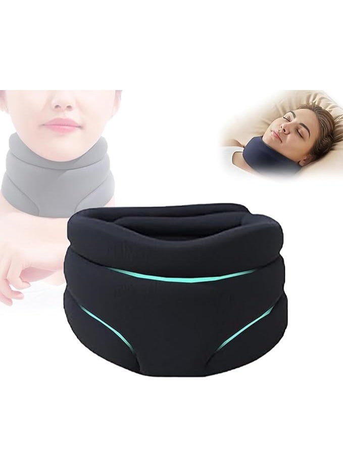 Neck Brace For S-Noring, Sleeping Soft Foam, Support Women Men, Foam Universal Cervical Collar Adjustable Neck（Black） - Image 1