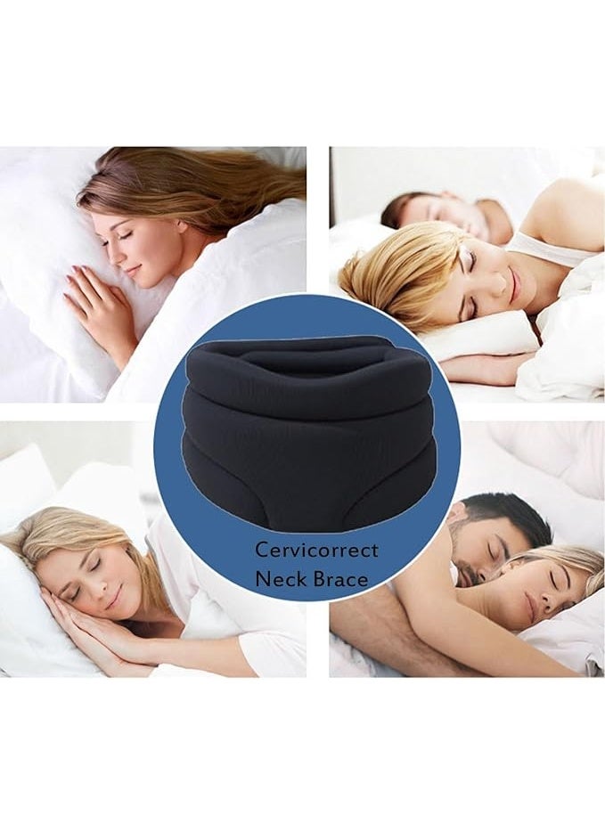 Neck Brace For S-Noring, Sleeping Soft Foam, Support Women Men, Foam Universal Cervical Collar Adjustable Neck（Black） - Image 4