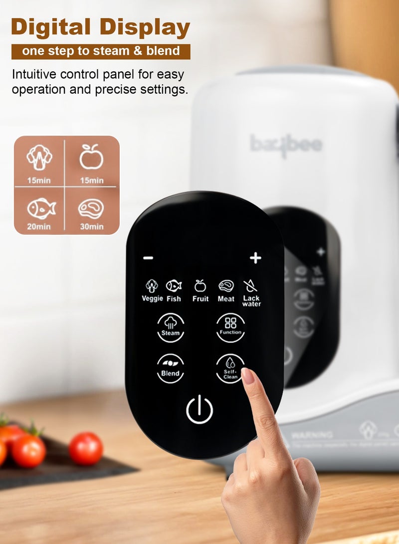 BAYBEE Blenzy 5 in 1 Electric Baby Food Processor for Baby Food Maker with Steamer, Chopper & Grinder | Portable Baby Food Blender with Self Cleans & Touch Screen Control Baby Food Blender for Baby - Image 3
