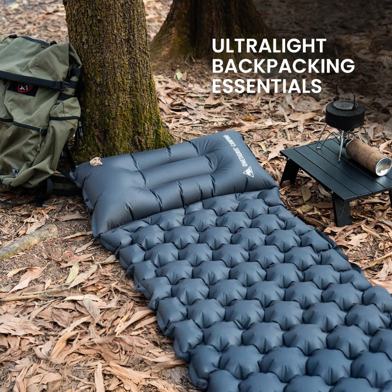 ONETIGRIS Blackcrystal Sleeping Pad, Ultralight Camping Sleeping Pad with Pillow Built-in Foot Pump Inflatable Sleeping Mat Compact for Camping Backpacking Hiking Traveling Tent - Image 2