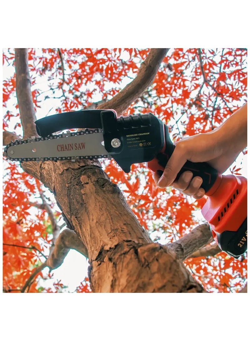 Generic One Hand Electric Mini Chainsaw Cordless 6 Inch Small Chain Saw With Rechargeable Battery Portable Cutting Tool For Tree Branch Trimming Wood Gardening  - Image 3