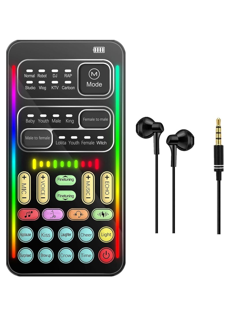 Lowyam - Voice Change Live Sound Card Mini Voice Changer with Multiple Sound Effects Microphone Portable Voice Changer for Adults Kids Mobile Phone Computer Pc Suitable for Recording Online Singing Chatting - Image 1