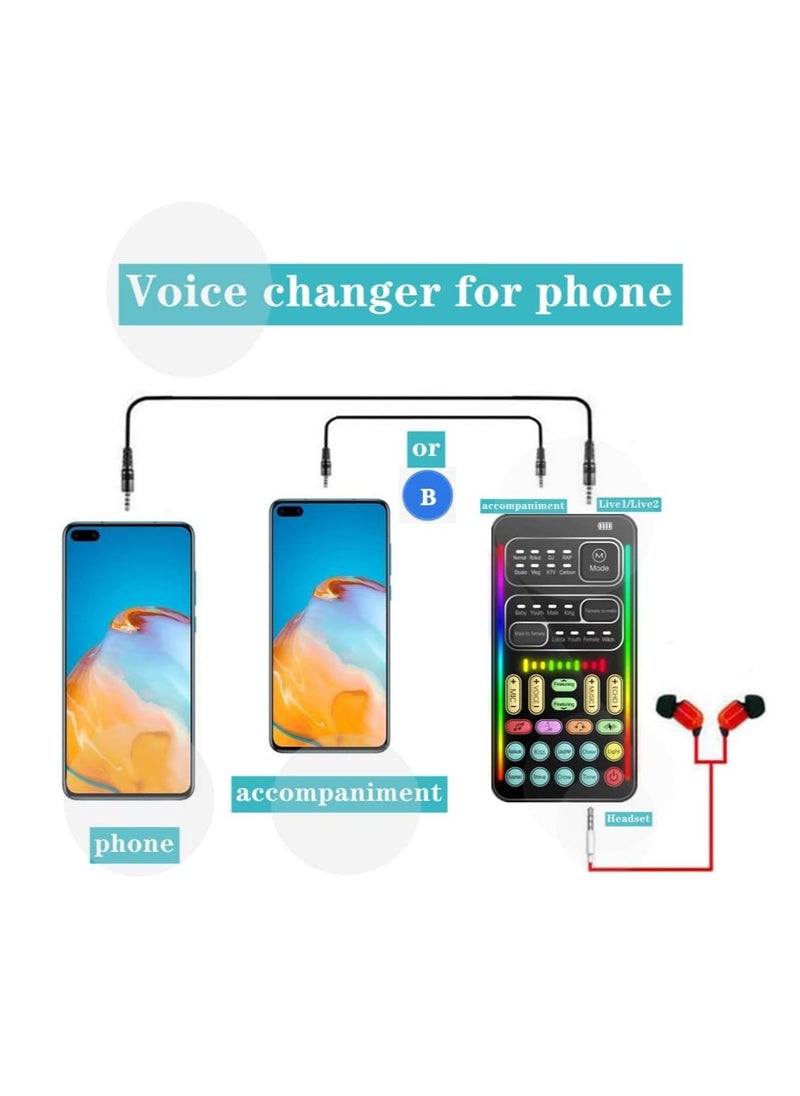 Lowyam - Voice Change Live Sound Card Mini Voice Changer with Multiple Sound Effects Microphone Portable Voice Changer for Adults Kids Mobile Phone Computer Pc Suitable for Recording Online Singing Chatting - Image 1