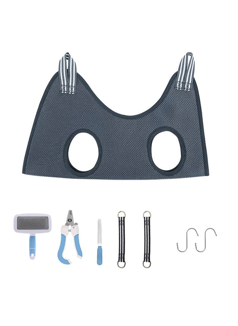 Generic Gray-8PCS L 10-25KG Cat Grooming Hammock Pet Nail Cutting Anti Scratch Bite Fixed Bag Kitten Bath Trimming Restraint Bags Beauty Pet Supplies Set  - Image 1