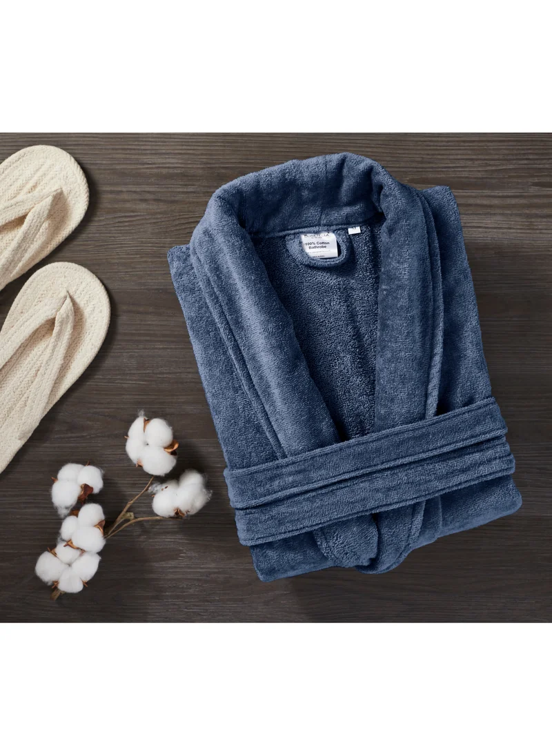 Donetella Unisex 100% Cotton Velour Bathrobe Small & Medium Size, 400 GSM, Luxurious & Absorbent, Soft Velvet Feel, Ankle-Length with Shawl Collar & Pockets