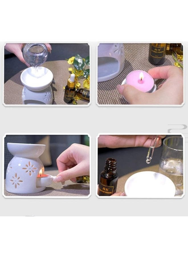 Generic 2-Piece Ceramic Oil Burner With Candle Holder Set White One Size  - Image 2