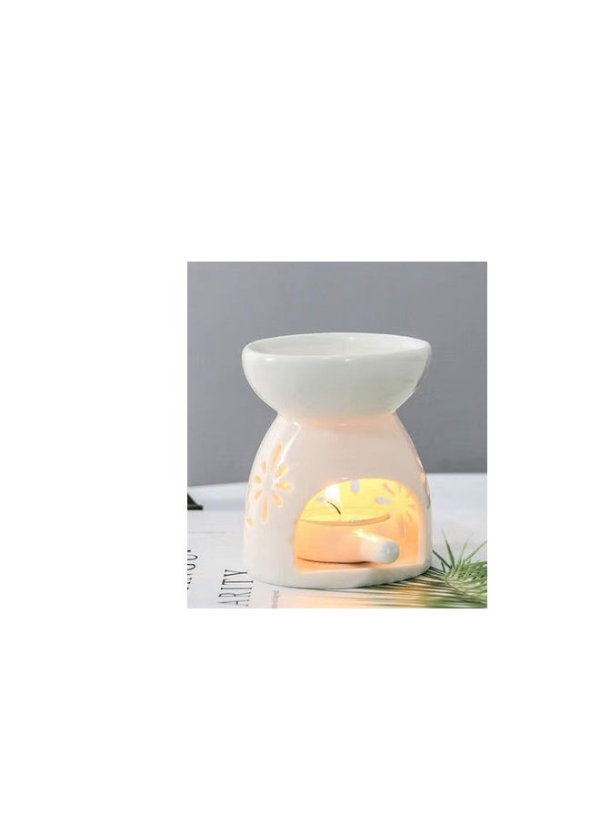 Generic 2-Piece Ceramic Oil Burner With Candle Holder Set White One Size  - Image 4