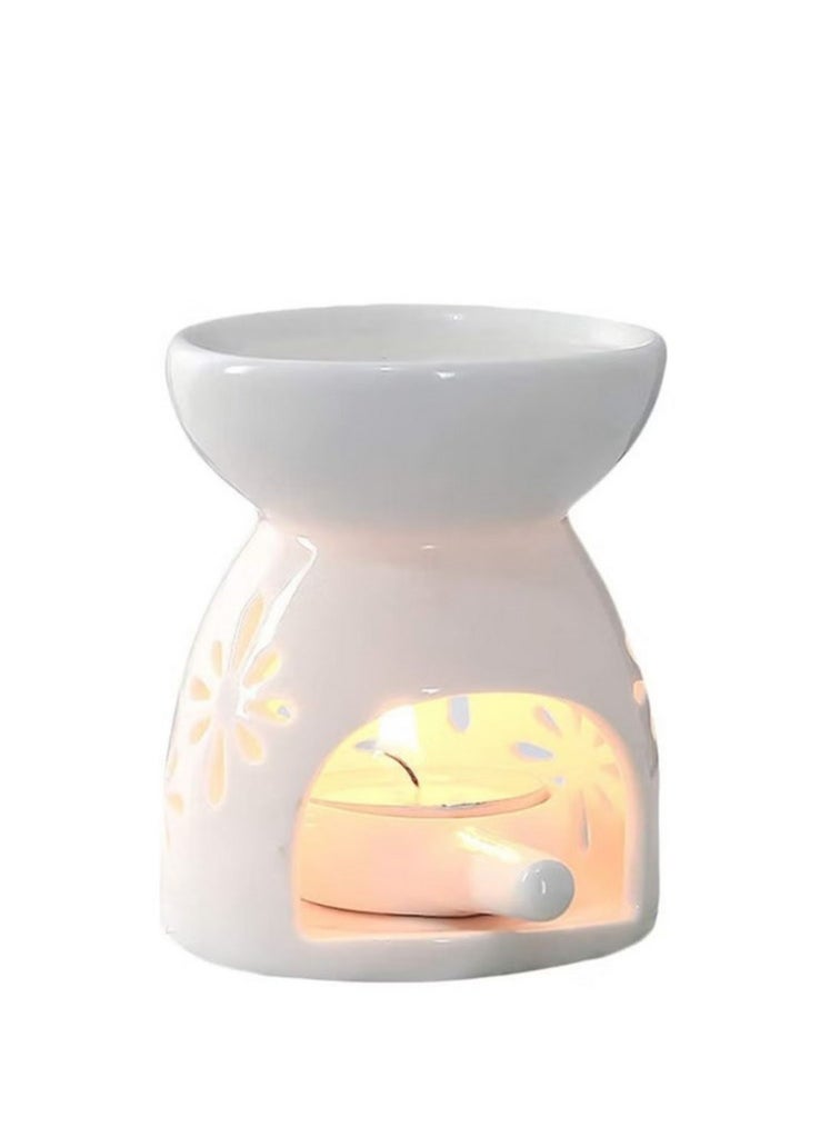 Generic 2-Piece Ceramic Oil Burner With Candle Holder Set White One Size  - Image 3