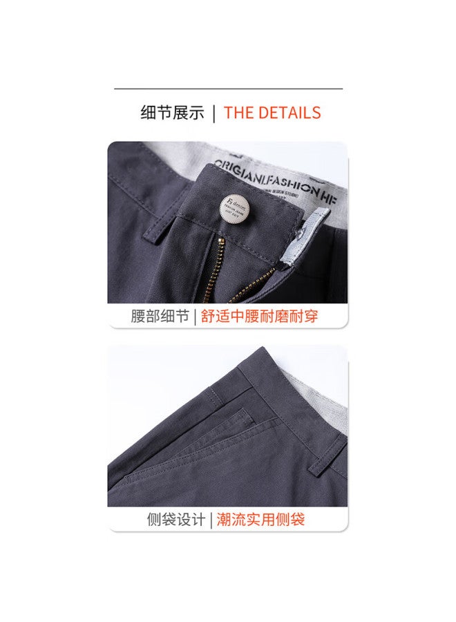 Playboy Men's Casual Pants Autumn Winter Business Mid-young Fleece Lined Thick Warm Versatile Straight Leg Trousers Dark Gray Fleece Lined Size 31