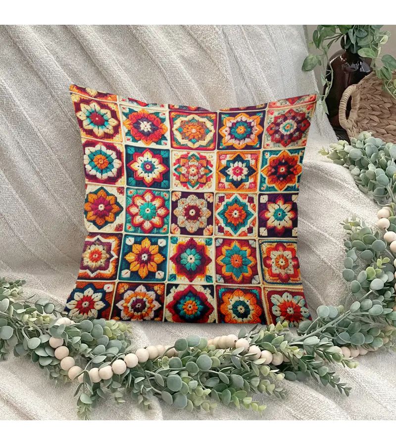 Flower Printed Pillowcase 16x16 Inch Double Sided Zip Closure Machine Washable for Couch Camping - Image 4
