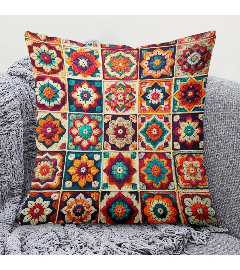 Flower Printed Pillowcase 16x16 Inch Double Sided Zip Closure Machine Washable for Couch Camping - Image 1