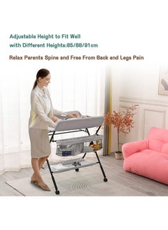 Portable Baby Changing Table Dresser With Wheels, Bottom Rack, Side Basket And Clothes Rail, Grey - pzsku/Z779C6BEB440210E74553Z/45/_/1728042766/1f7a4f28-cdad-4324-ab98-f1b7a8f86857