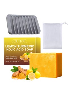 OUHOE Lemon  Turmeric Acid Soap-Vitamin C Turmeric Acid Soap for Dark Spot and Acne Mark-Improve Skin Texture,Fade Acne Mark , Reduce Dark Spot for Face and Body  - Image 1