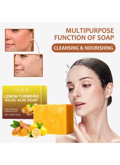 OUHOE Lemon  Turmeric Acid Soap-Vitamin C Turmeric Acid Soap for Dark Spot and Acne Mark-Improve Skin Texture,Fade Acne Mark , Reduce Dark Spot for Face and Body  - Image 2