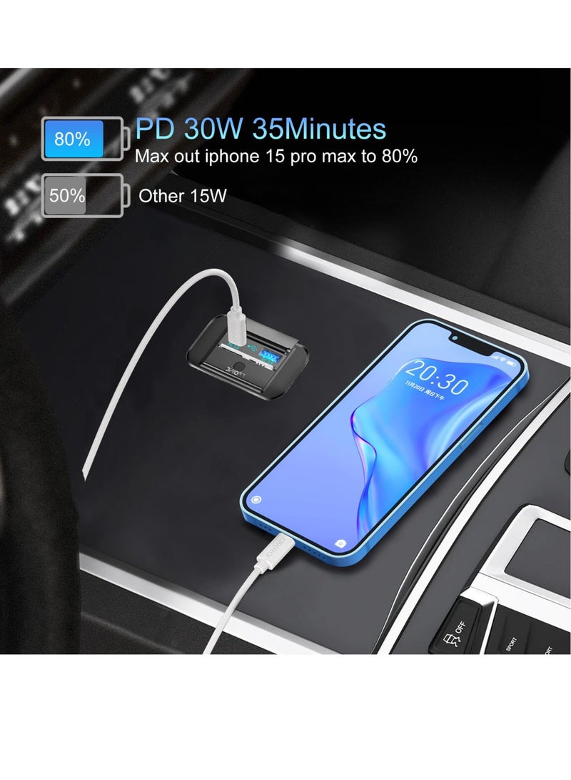 Excefore مأخذ USB، مزدوج PD3.0 نوع-C و شحن سريع QC3.0 منفذ USB-A لوح جبل للحائط، شاحن محمول USB للسيارات، لسيارات RVs، البحرية، الدراجات النارية، الشاحنات، وعربات الغولف (2 قطع) - Image 2