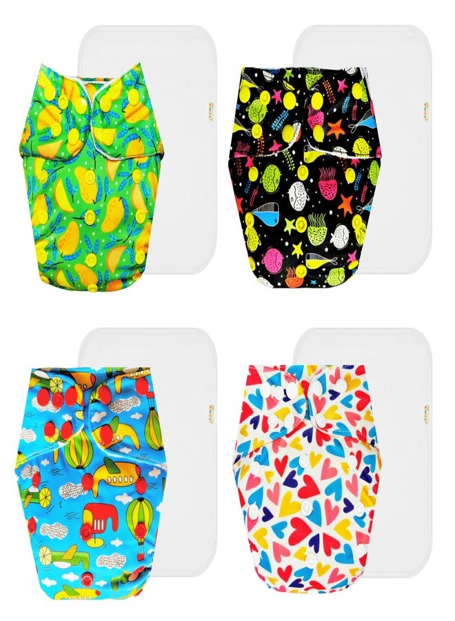 Dumbledo Premium Cloth Diaper with Cotton Insert (Pack of 4) | Hypoallergenic | Leakproof | Quick Dry | Designed by Moms | 3 Months - 3 Years | Unisex Baby - Image 1