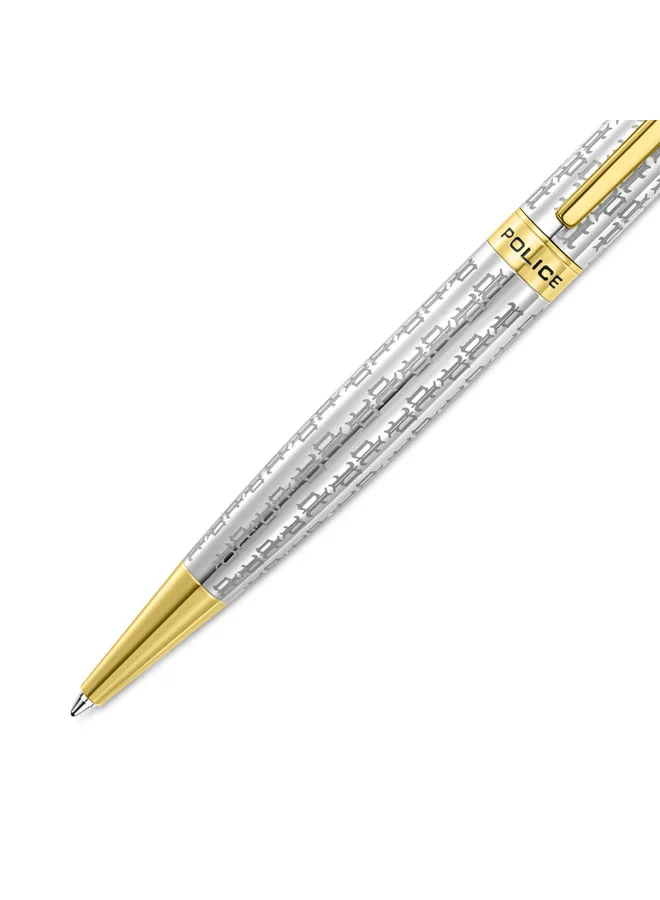 Police Silver Gothic Stainless Steel Barrel Twist Ballpoint Pen for Men, Blue Ink for Men | Best Price UAE