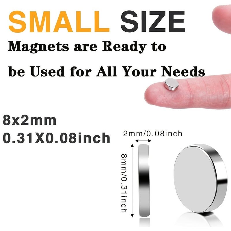 مغناطيس فضي D8x2mm 26 قطعة مغناطيس دائري قرصي للثلاجة والمكتب لتنظيم الأدوات في المطبخ والمنزل - Image 3