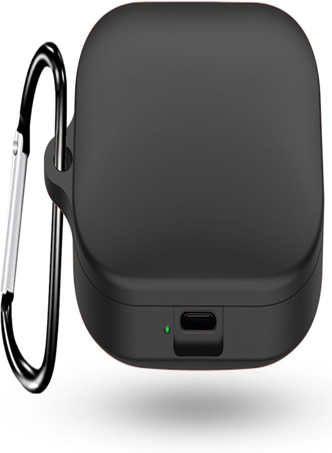 USTIYA Case for Redmi Buds 5 Case Silicone Protective Cover Case Anti-Shock with Keychain Carabiner (Black)