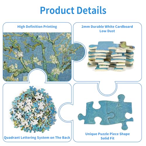 CHengQiSM 1000 Piece Puzzle for Adults Almond Blossoms by Van Gogh Jigsaw Puzzles 1000 Pieces Van Gogh Puzzles for Adults 1000 Pieces Famous Oil Painting Puzzle 1000Piece Jigsaw Puzzles - Image 5