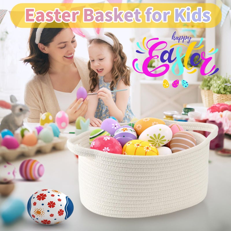 Happyiren Cute Woven Storage Basket with Handle â€“ Hunter Green Empty Gift Burr Basket for Valentines Day, Birthday, Holiday Gifts, Eco-Friendly, Decorative Organizer Bin for Nursery, Plants - Image 2