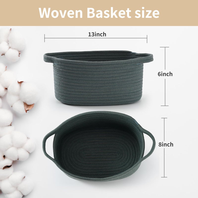 Happyiren Cute Woven Storage Basket with Handle â€“ Hunter Green Empty Gift Burr Basket for Valentines Day, Birthday, Holiday Gifts, Eco-Friendly, Decorative Organizer Bin for Nursery, Plants - Image 3